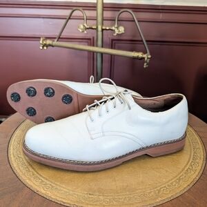 Polo by Ralph Lauren Vintage White Leather Golf Shoes Spiked Sole Derbies 11